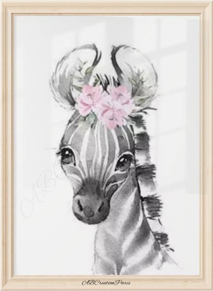 affiche zebre pour chambre bébé fille animaux de la jungle