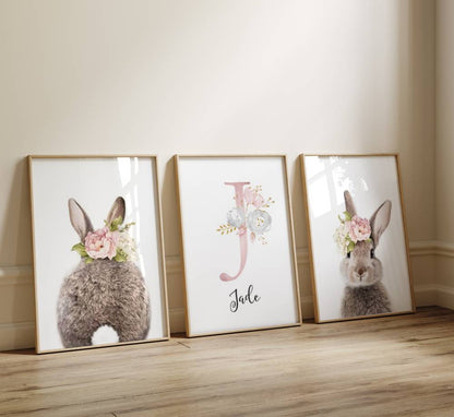 Zimmerdekoration für Baby-Mädchen – 3er-Set mit Hasenmotiv