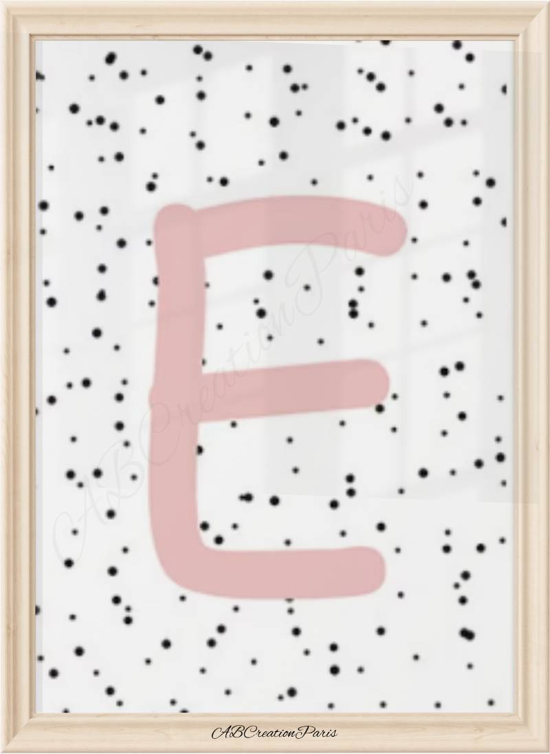 affiche initiale rose pour chambre bébé fille