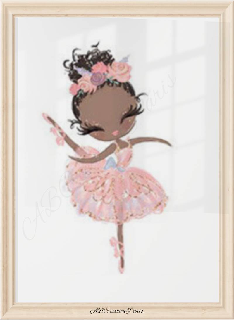 affiche danseuse classique avec robe rose pour chambre bebe fille