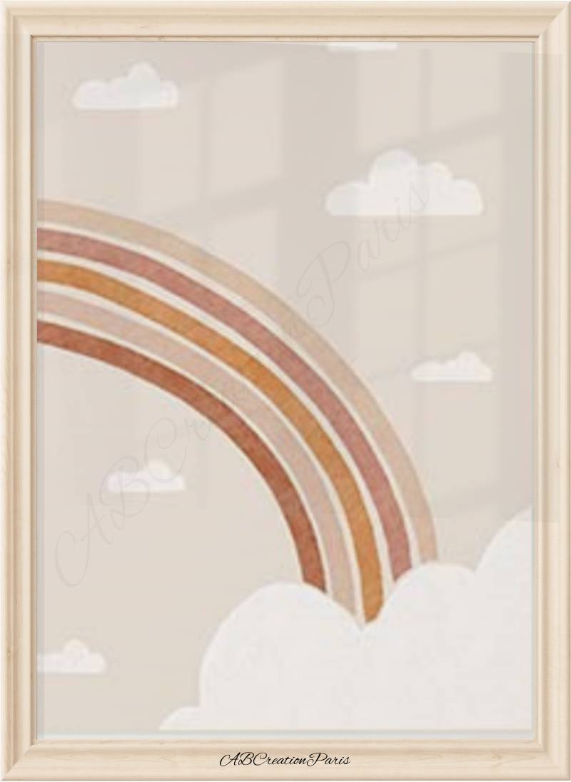 affiche terracotta arc en ciel chambre enfant ou bébé. 