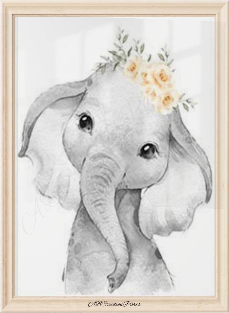 affiche elephant chambre fille neutre