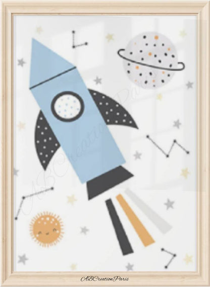 affiche fusée chambre bébé garçon
