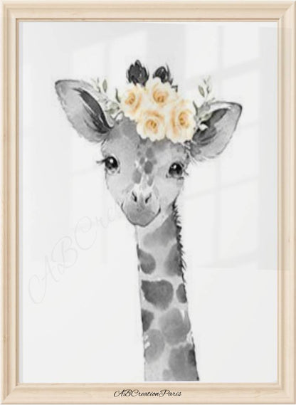 affiche girafe chambre fille neutre