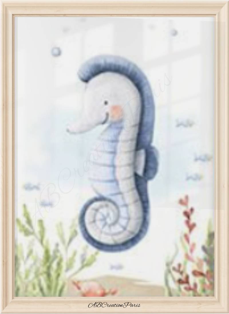 decoration chambre bebe theme marin affiche hippocampe