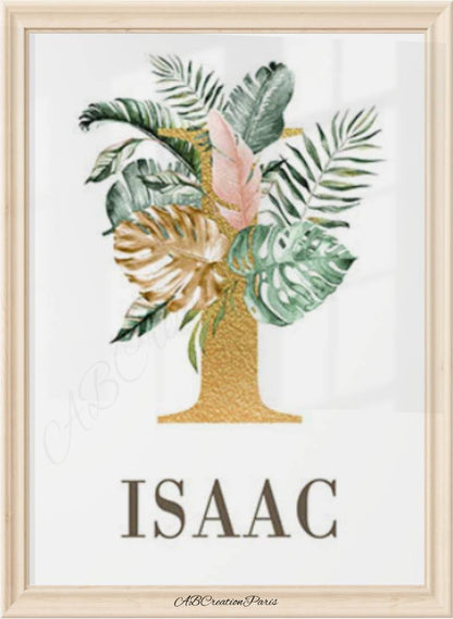 affiche prénom personnalise theme savane pour chambre enfant