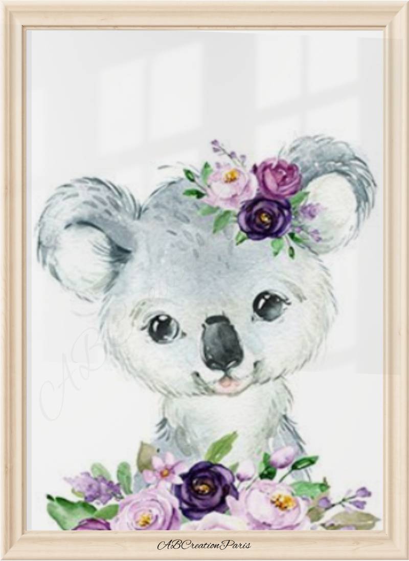 Poster murale bébé koala pour décoration chambre fille