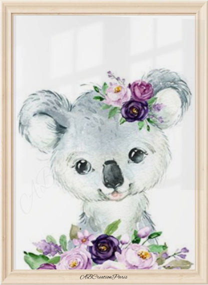 Poster murale bébé koala pour décoration chambre fille
