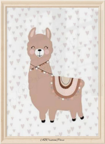 Illustration lama pour chambre bébé