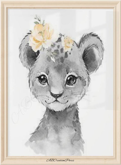 affiche lion chambre fille neutre