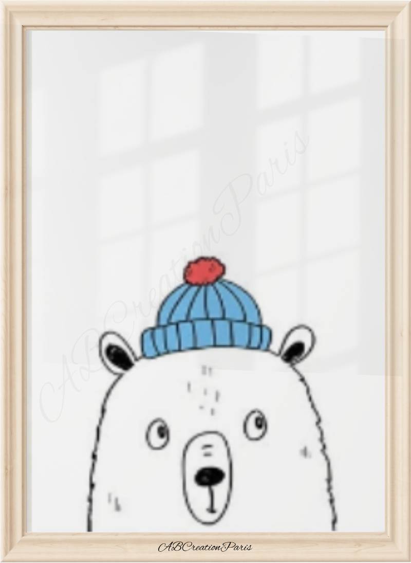 affiche ours minimaliste chambre bébé