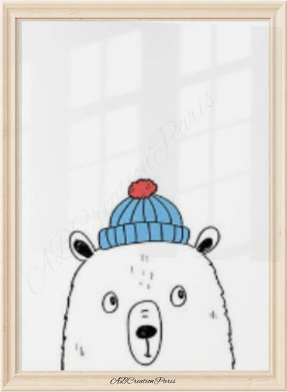 affiche ours minimaliste chambre bébé