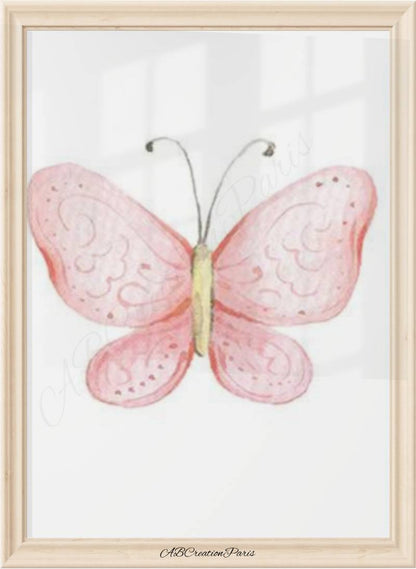 Geschenk zur Geburt eines Mädchens – Schmetterling Rosa Vorname Gold