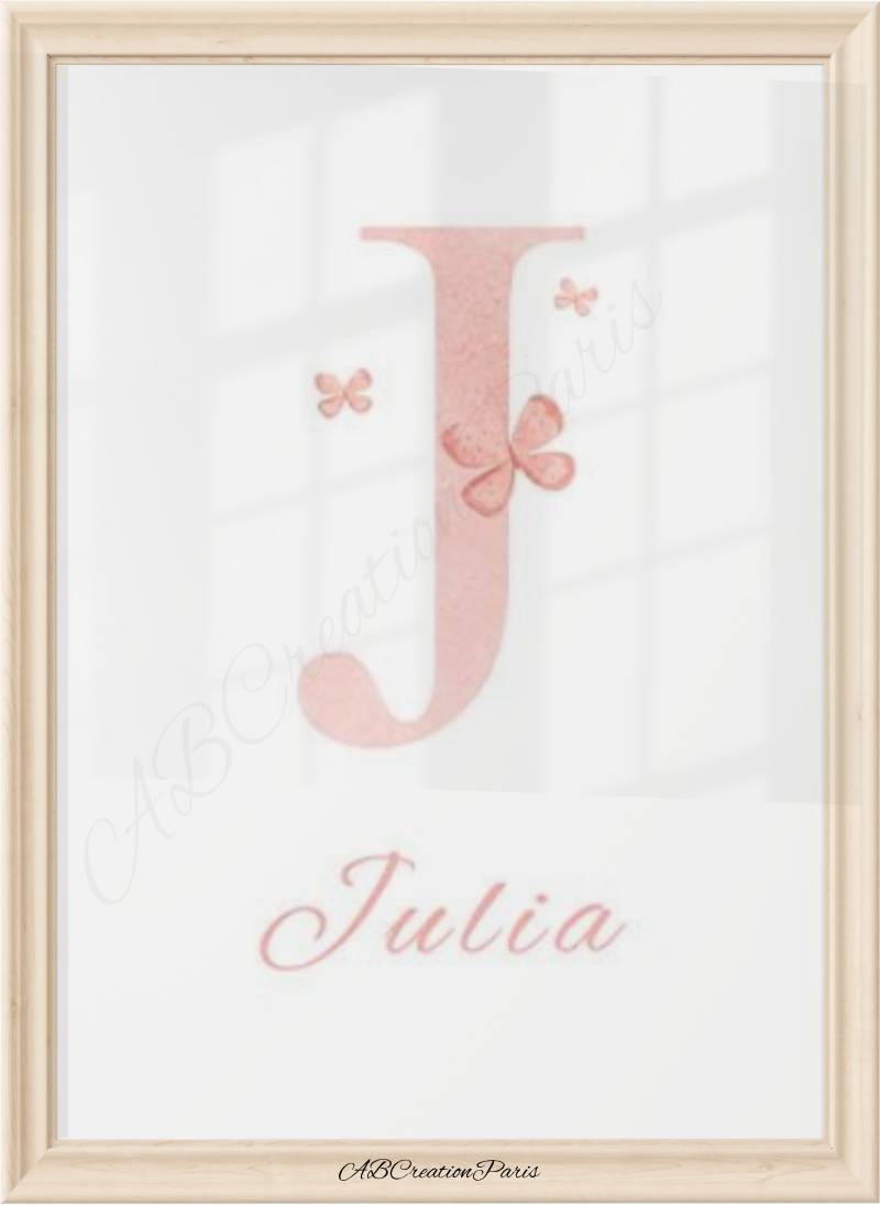 affiche personnalisée avec prénom et initiale chambre bebe fille