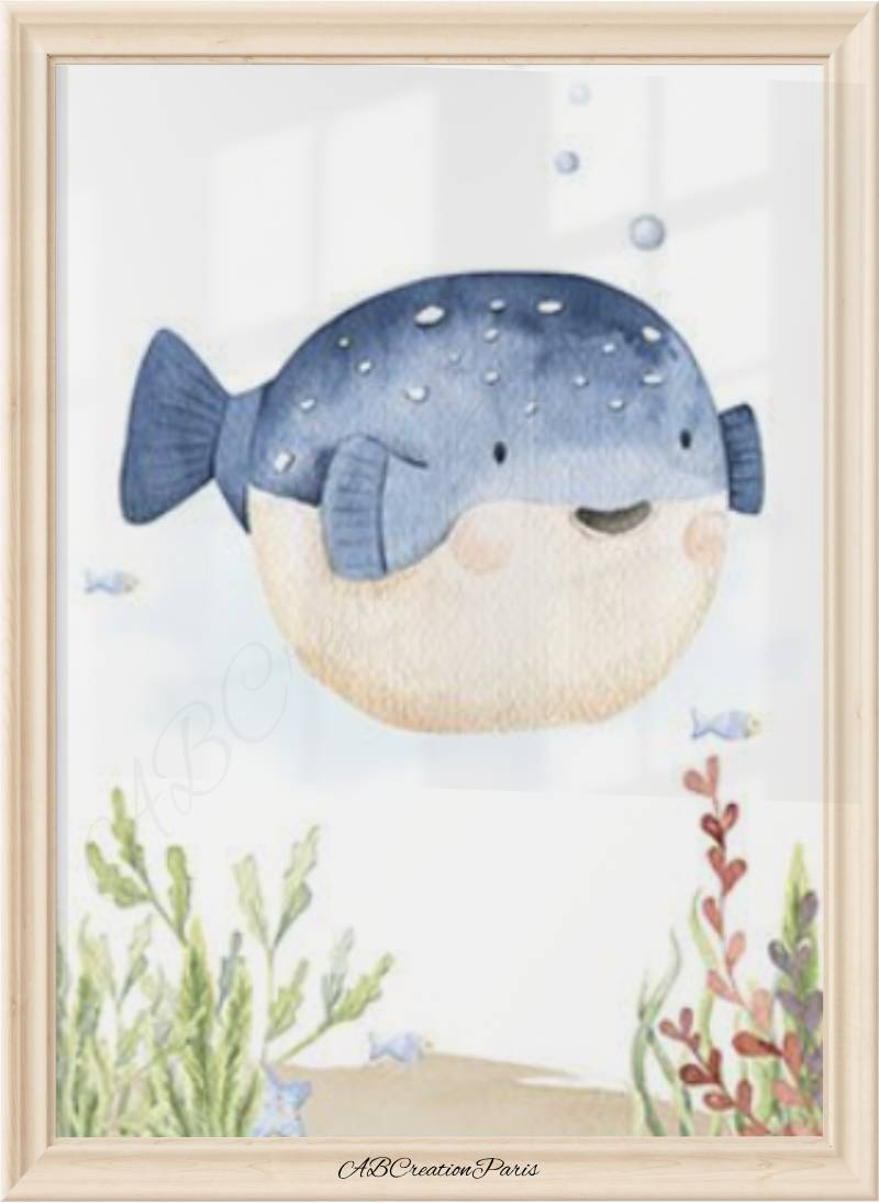 affiche chambre mer poisson bleu