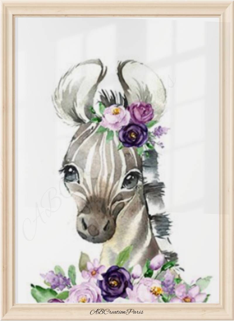 tableau zèbre chambre bebe fille