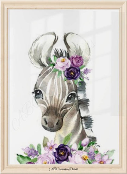 tableau zèbre chambre bebe fille