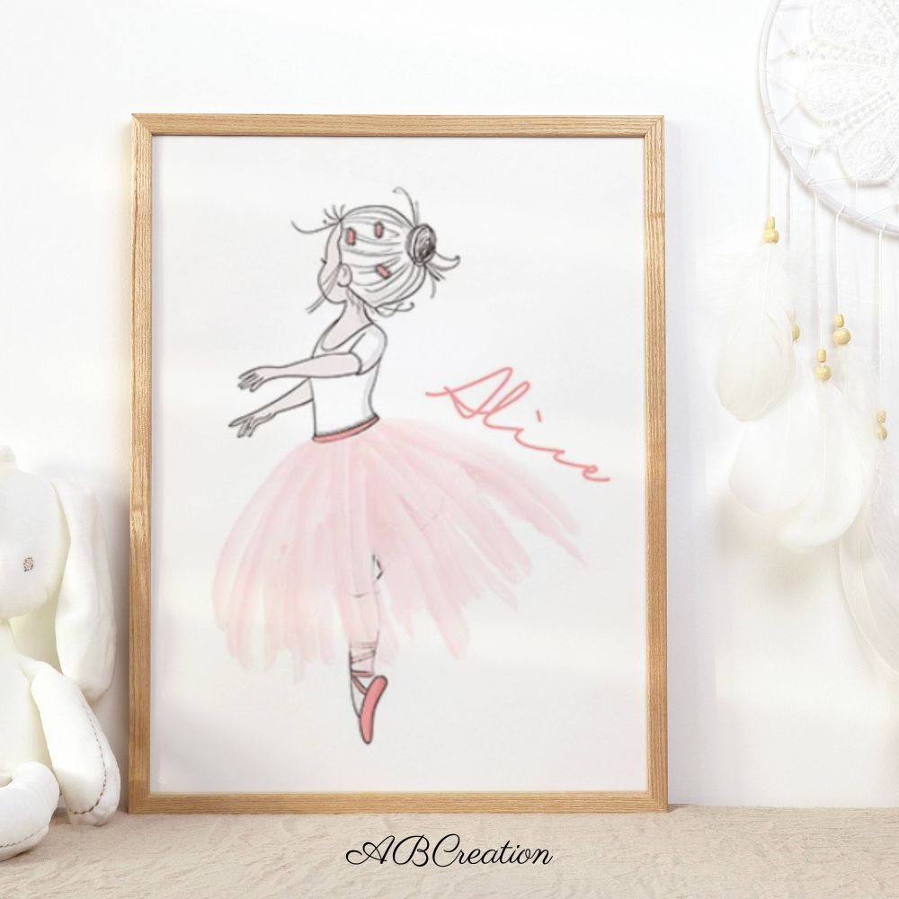 Affiche personnalisée danseuse classique pour chambre de petite fille