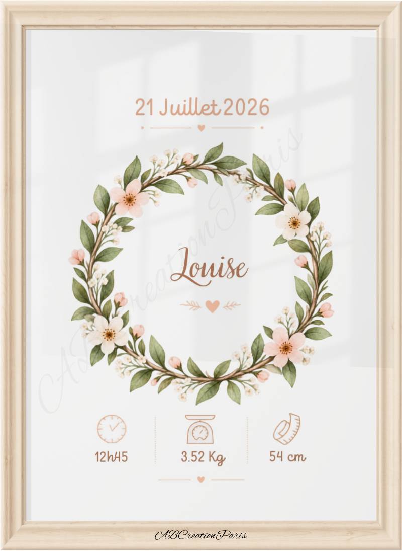 affiche naissance bébé fille