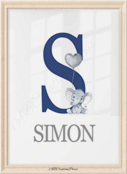 decoration prenom chambre bebe theme elephant
