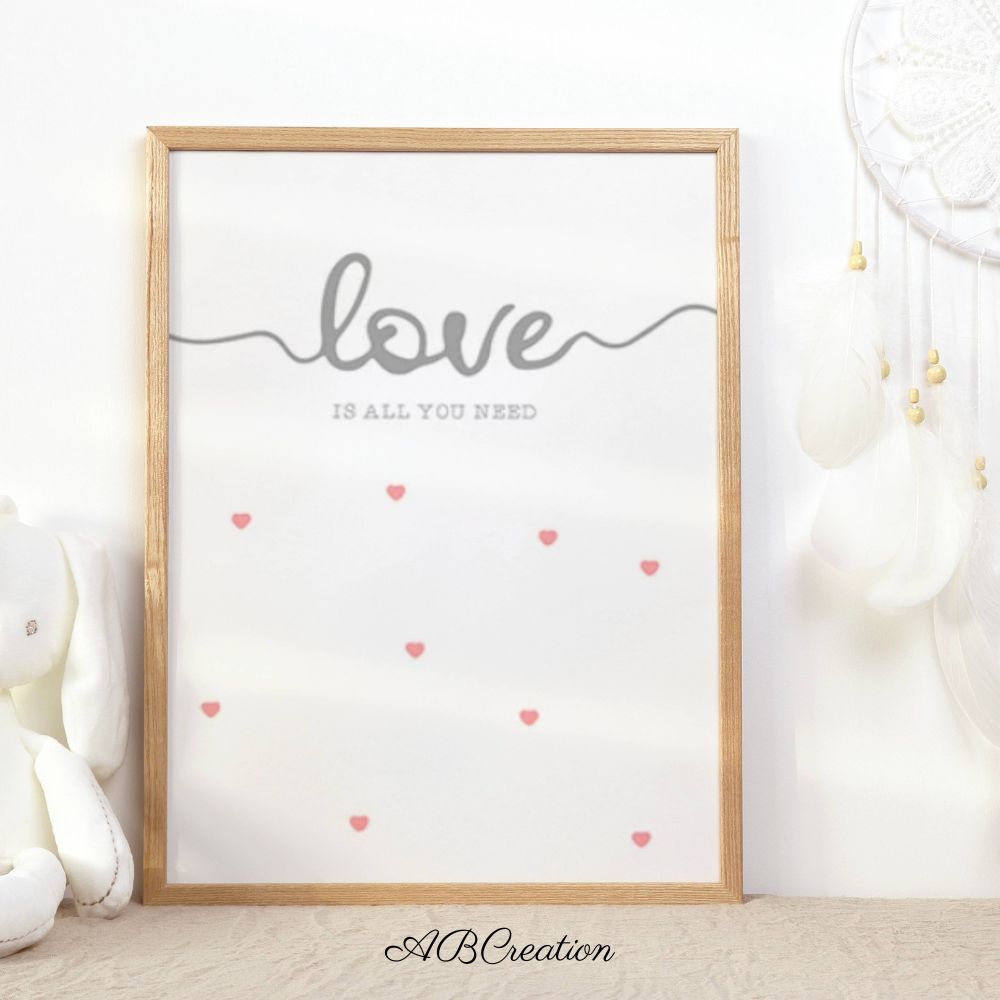 Affiche Love is all you need pour déco murale chambre enfant