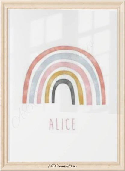 affiche arc en ciel et prénom