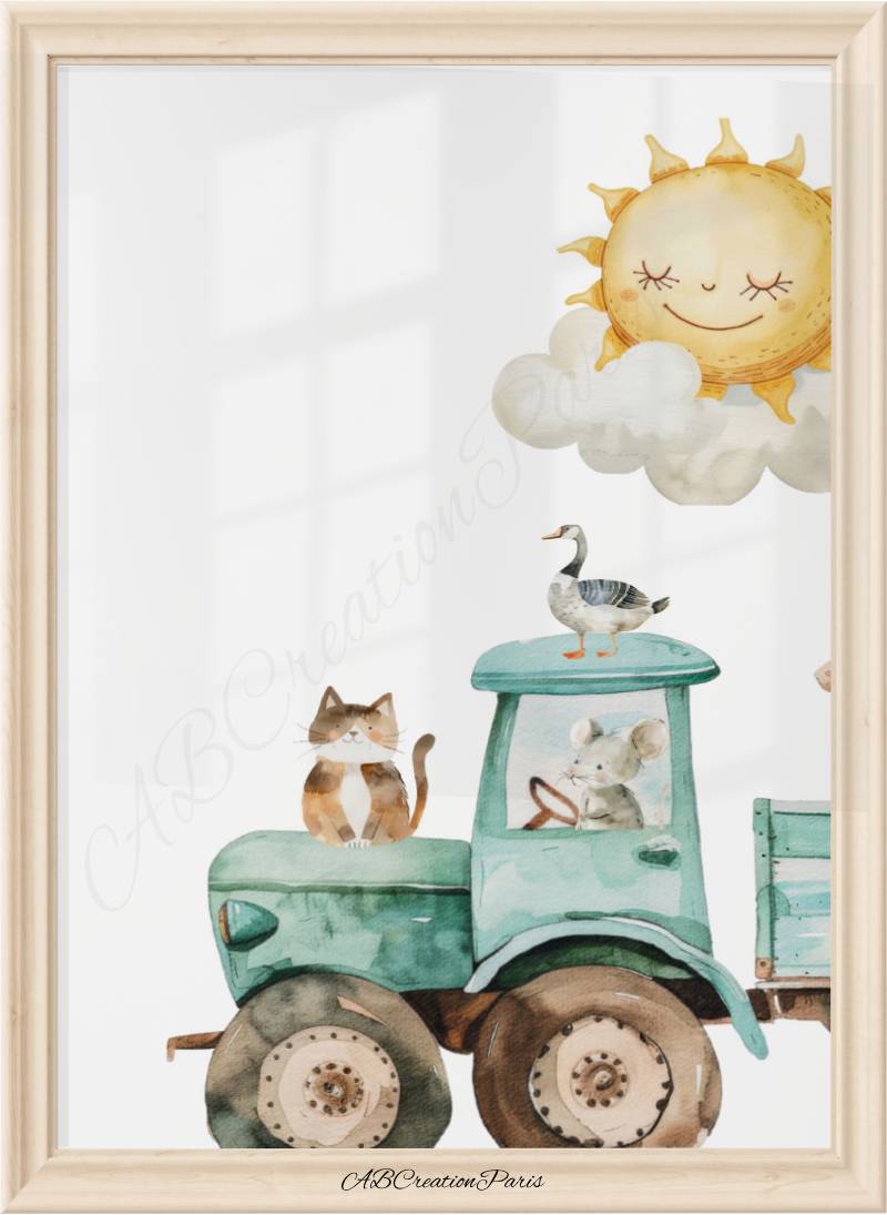 illustration animaux ferme pour chambre bébé