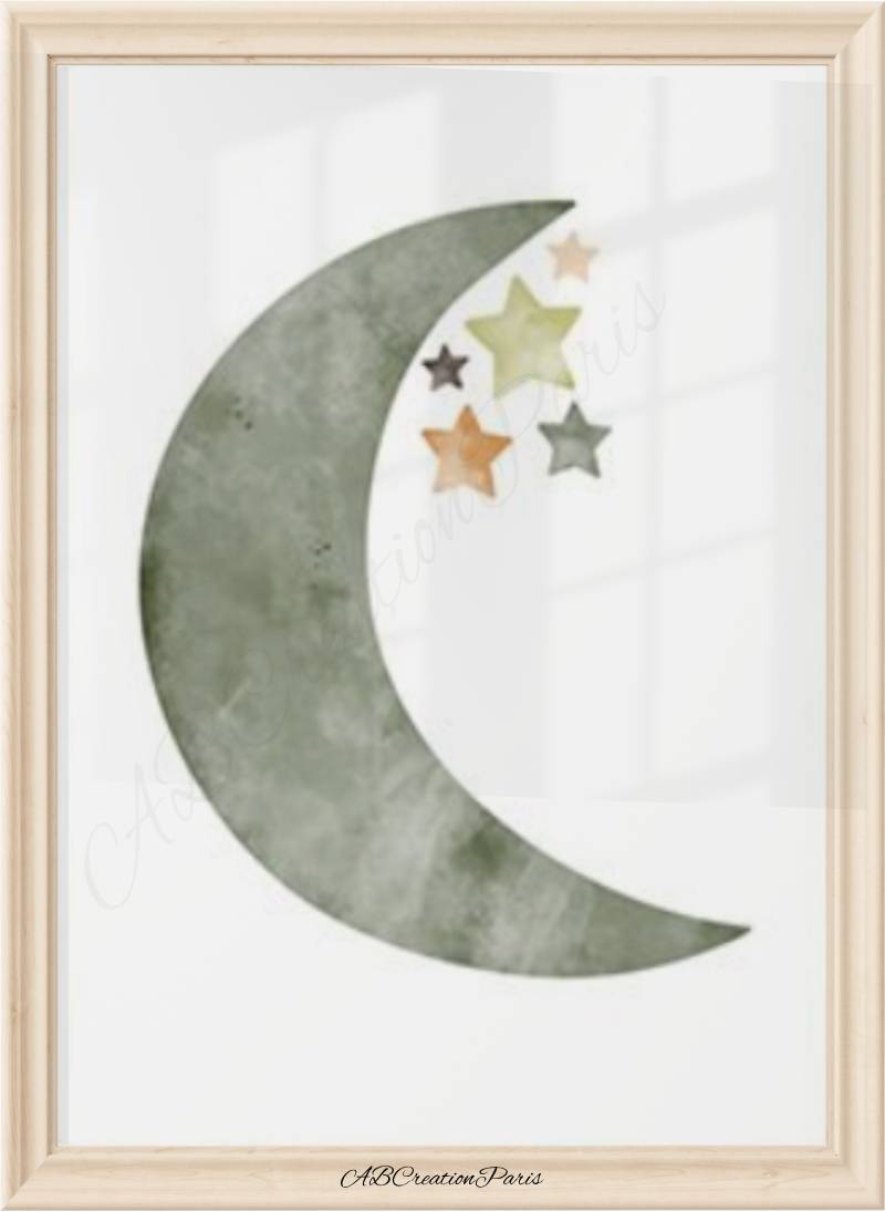 affiche lune vert émeraude