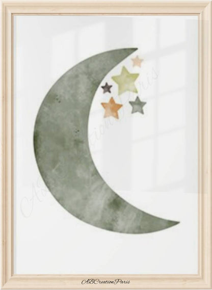affiche lune vert émeraude