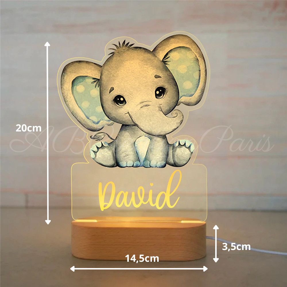 veilleuse bébé éléphant et prénom pour bébé garçon 