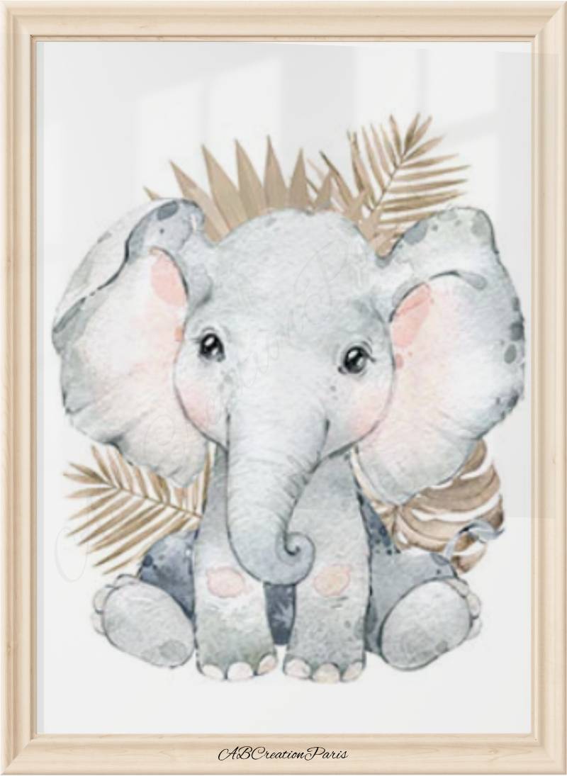 affiche éléphant chambre bébé thème savane