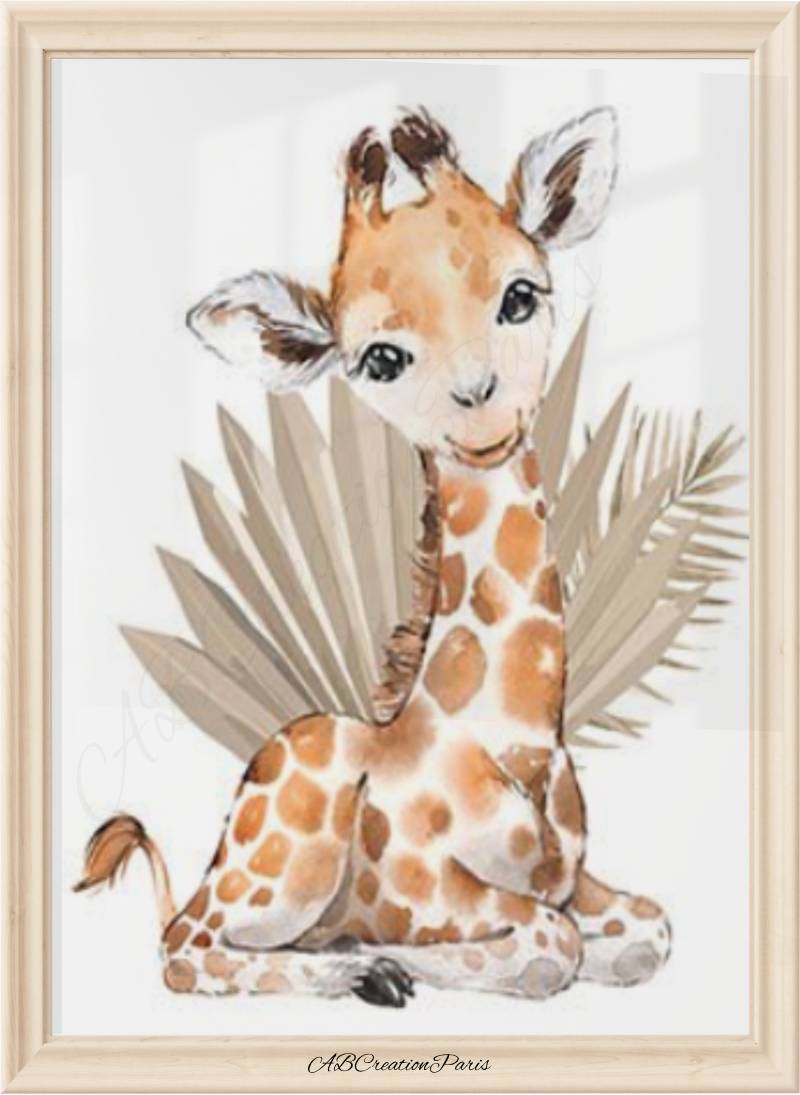 affiche girafe chambre bébé thème savane