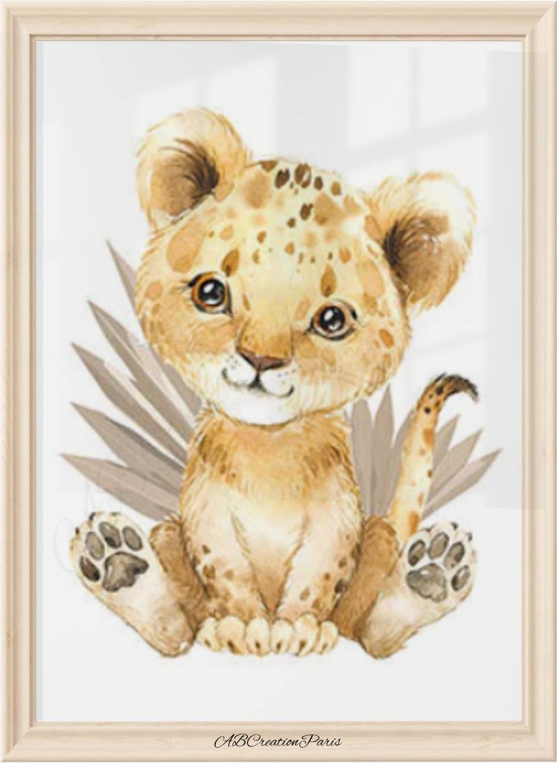 affiche lion chambre bébé thème savane