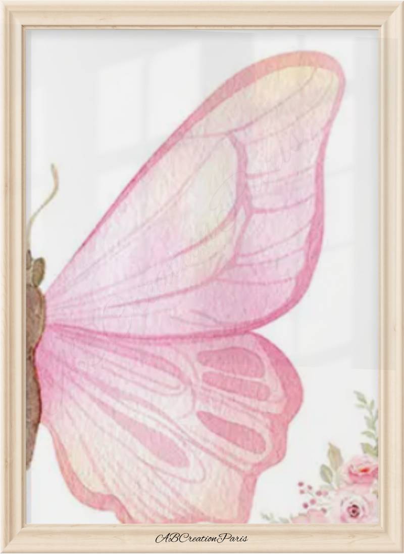 affiche papillon rose chambre bebe fille
