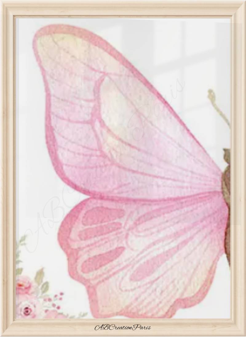 affiche aille de papillon rose 