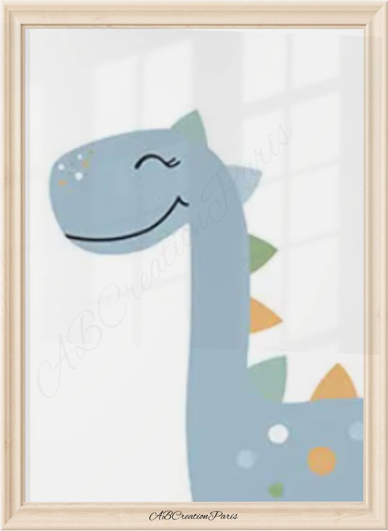 tableau dinosaure bleu 