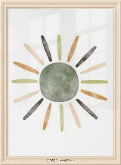affiche soleil vert émeraude