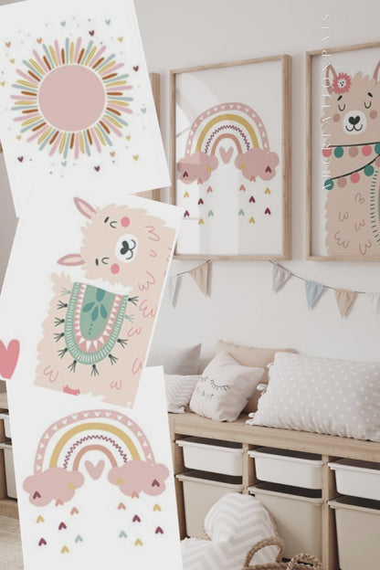 Lama-bild für Kinderzimmer Mädchen