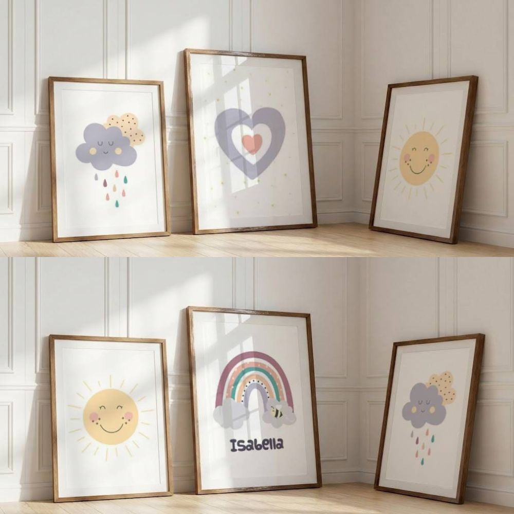 tableau chambre bebe fille soleil nuage