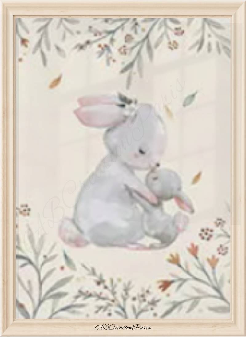 affiche maman lapin et bebe lapin