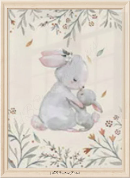 affiche maman lapin et bebe lapin