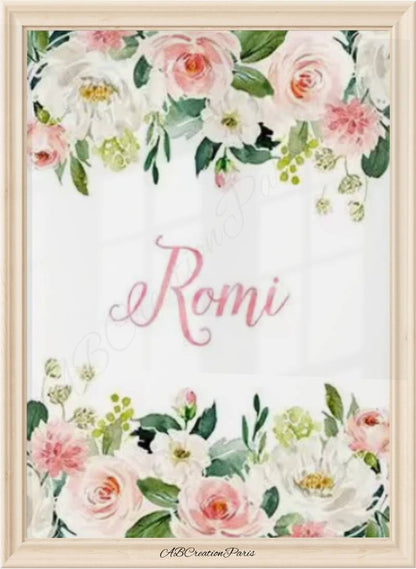 affiche chambre fille avec prénom personnalisé 
