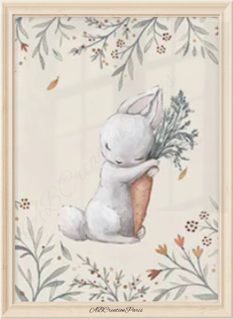 tableau d'un petit lapin blanc 