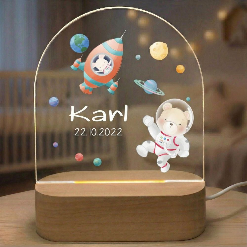 Veilleuse astronaute et prénom personnalisé pour bébé ou enfant 