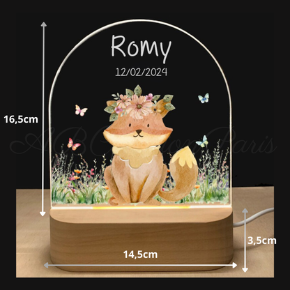 Veilleuse personnalisé ours et papillon. Cadeau fille 