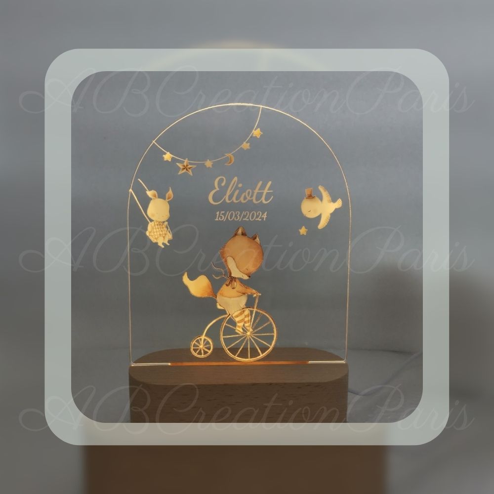 Veilleuse renard personnalisé. cadeau enfant