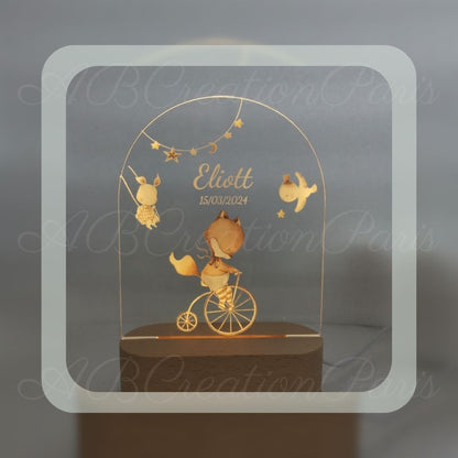 Veilleuse renard personnalisé. cadeau enfant