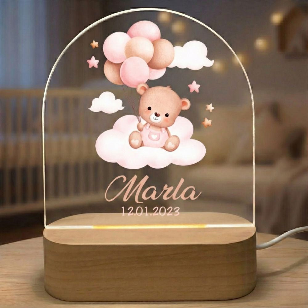 Veilleuse bebe ours sur un nuage pour chambre bebe fille 