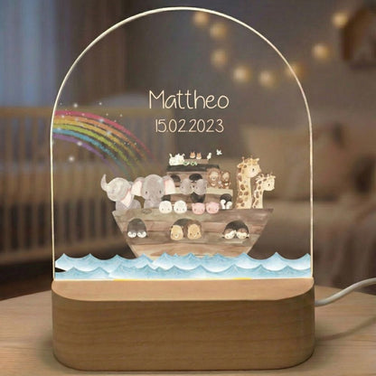 veilleuse arche de noé personnalisée prenom pour chambre enfant 