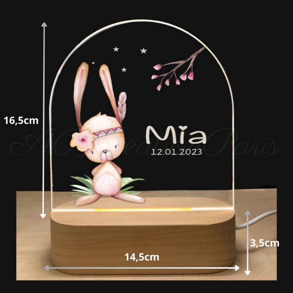 Nachtlicht Hase Personalisiertes Babygeschenk - Tiere des Waldes